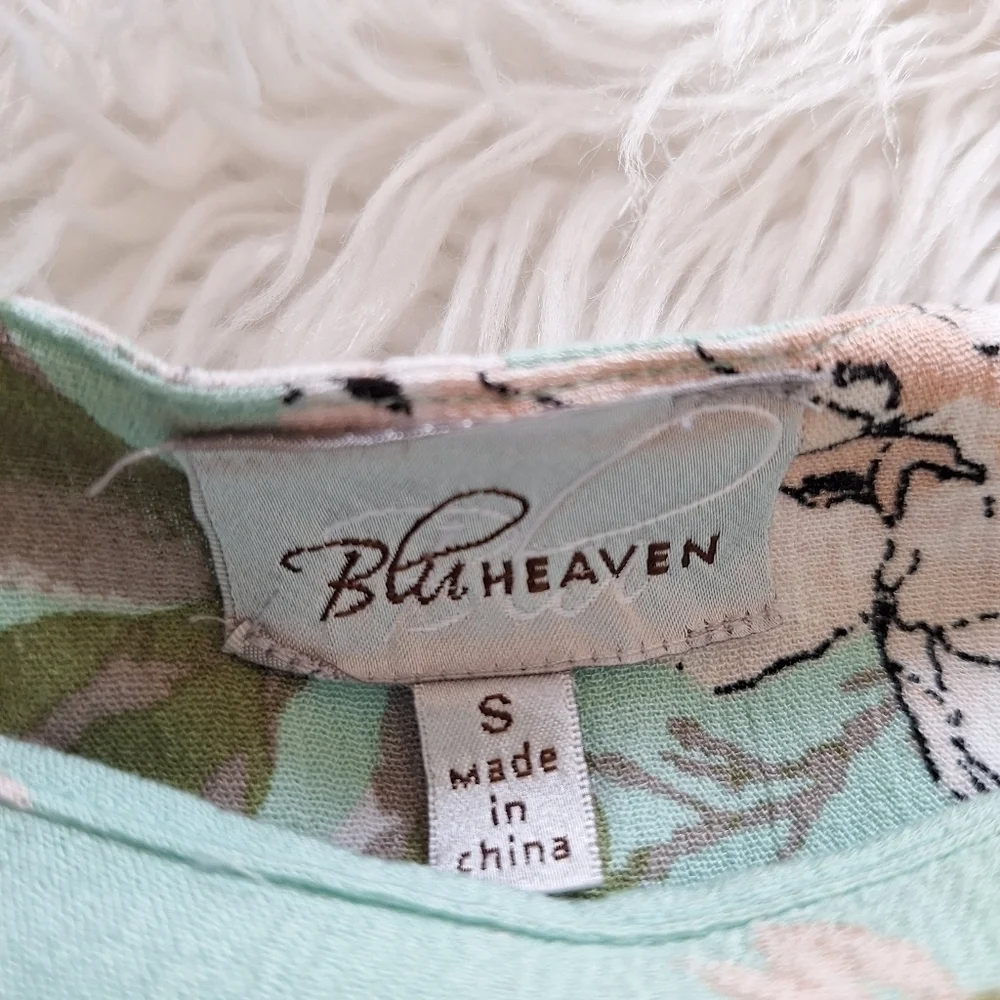 Blu Heaven Mint Green Floral Ruffle Cold-Shoulder Dress - Picture 9 of 14